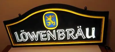 $175 • Buy 1970s Vintage Lowenbrau Neon Lighted Beer Sign Double Sided 31  X 14 X 3 