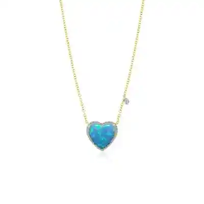 Meira T Stunning Brand New Blue Opal Heart 14k YG 16-18  -ON SALE -Brand New • $775