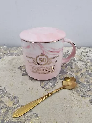 Joymaking 50th Birthday Gift For Women 12oz Pink Coffee Mug Set With Gift Box • £12.95