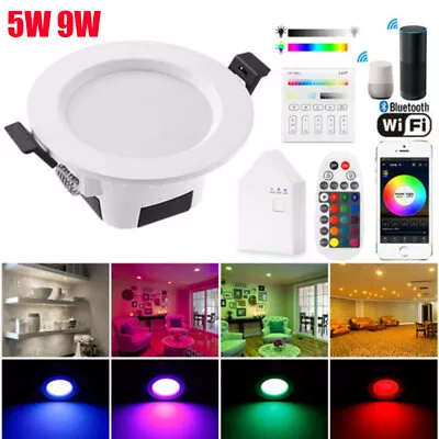 Bluetooth/WIFI 5W 9W LED Downlight Kit Dimmable RGB+CCT Changeable Ceiling Light • $331.54