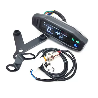 LCD Digital Motorcycle Speedometer Odemeter Tachometer Gear Indicator W/Bracket • $41.32