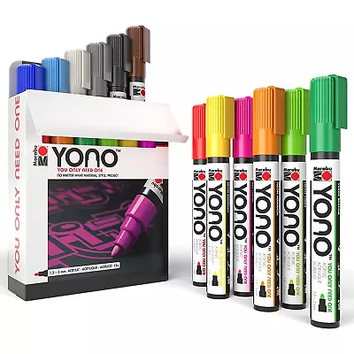 NEW Marabu YONO 12pk Pens Acrylic Bullet Tip 3mm Paint Markers Rock Glass Fabric • £67.56