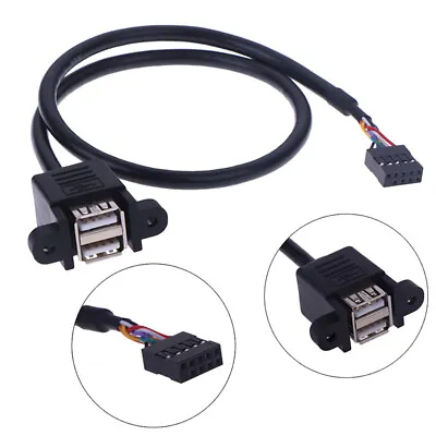 1Pc 9 Pin Motherboard Header To 2 Ports USB 2.0 Female Extension Cable Ada @~@ • £4.02