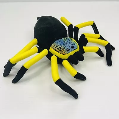 Garden Spider Arachnid Black Blue Yellow Legs With Pouch Soft Plush Toy 23cm • $10