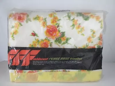 Vintage Fieldcrest  Blanket 80  X 90  Yellow Peace Rose NEW In Package • $59.99