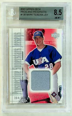 2001 UD Pros & Prospects BB RC Mark Teixeira #138 JSY BGS 8.5 NM-M+ #364/500 • $80.99