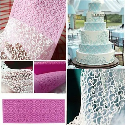 Flower Lace Silicone Cake Decorating Mould Tool Fondant Embossed Mold Sugarcraft • £3.39