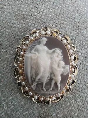Vintage Mother And Child Carved Cameo/Pendant • $53