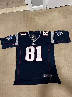 Aaron Hernandez Patriots Blue Licensed Jersey - Size 44 STITCHED • $215