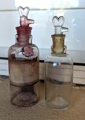 Pair Drop By Drop Ether Chemist Bottles C. 1920's • $12.84