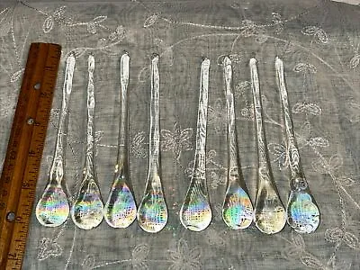 Murano Style Glass Set 8 Chandelier Crystal Prisms Iridescent Teardrop Pendants • $59.99