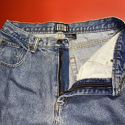 Vintage I.O.U. Men Jeans Mid Rise Straight Leg Solid Blue Medium Wash W:32 L:34 • $20.24