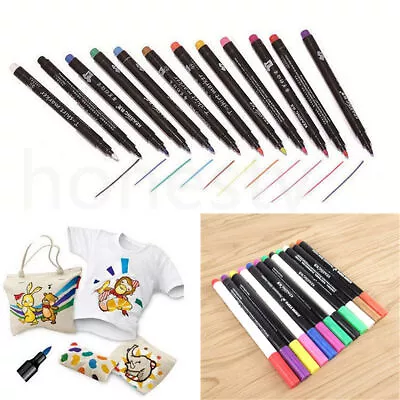 2pcs Permanent Fabric Paint Marker TShirt Pen For Clothes Shoes DIY Graffiti • £4.32