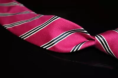 NWT Brooks Brothers Makers Merchants Magenta Wool Silk Repp Stripe Flannel Tie • $9.99