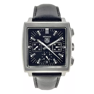 Tag Heuer Monaco Stainless Steel Black 38mm Automatic Men’s Watch CW2111 • $2250