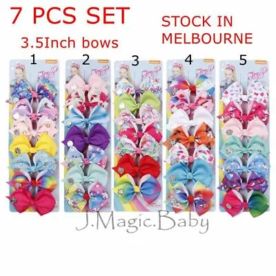 7pcs 3.5inch Signature Jojo Siwa Bows Girls Fashion Hair Accessories Cheerleader • $16.04