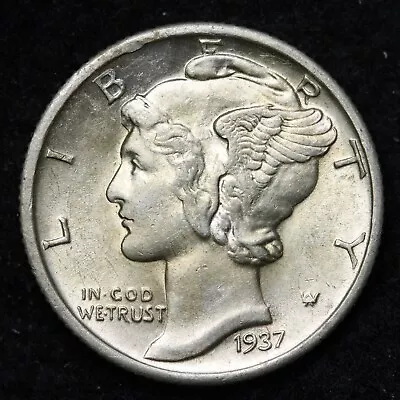 1937-D Mercury Silver Dime CHOICE UNC *UNCIRCULATED* MS E372 QRCM • $36.42