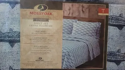 MOSSY OAK TWIN SHEET SET- Speckled Trout Blue NEW • $24.98