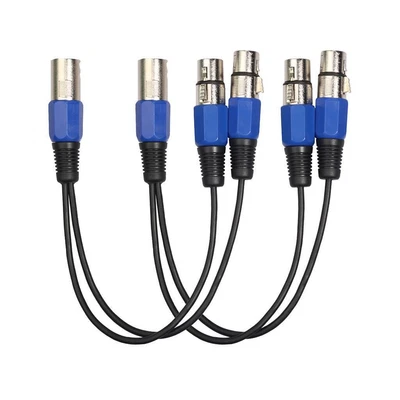 £14.12 • Buy 2x 3-Pin XLR Male Plug To Dual 2 Female Jack Y Splitter Mic DJ Cable Adaptor