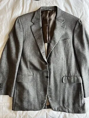 Canali Cashmere Coat Grey And Black Herringbone 54 • £50.46