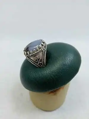 Vintage Sterling Silver 925 Agate Ring Men Natural Yemeni Handmade Mumawj Wavy  • $65.22