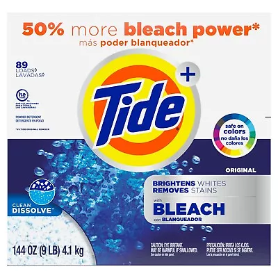 Tide Plus Bleach Powder Laundry Detergent Original 89 Loads 144 Oz • $20