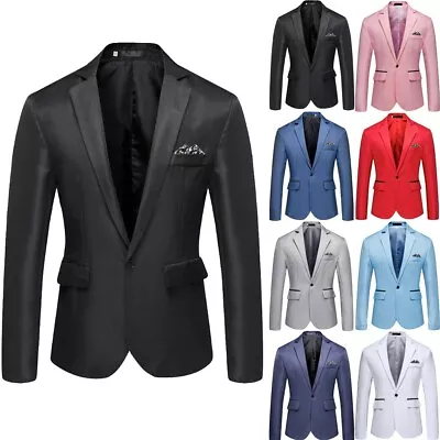 Men Formal One Button Blazer Tuxedo Coat Business Wedding Party Dress Suit US • $20.67