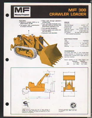 Massey Ferguson  MF 300  Crawler Tractor Loader Shovel Brochure Leaflet • £4