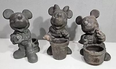 Disney Garden Planter Statues Mickey Mouse & Minnie Mouse 11  Tall Vintage 1997 • $100