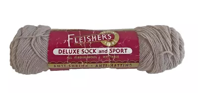 Vintage Fleisher's Deluxe Sock And Sport Yarn Virgin Wool USA 1 Oz Beige 1566 • $5.99