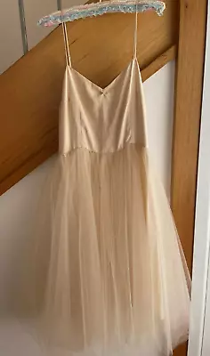 $89 • Buy Alexandra Grecco Peach Silk Camisole Dress With Layered Tulle Skirt Size 8