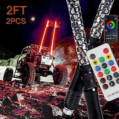 2x 2ft Spiral LED Whip Light Antenna Flag UTV ATV For Can Am Polaris RZR 1000 • $85.59