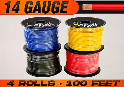 14 Gauge Primary Wire Remote Cable Power 12v - 4 Rolls - 100 Feet Each Spool CCA • $28.95