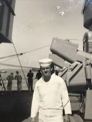 Sailor On Carrier Ship Navy Picture Snapshot Photograph Vintage Picture • $17.35