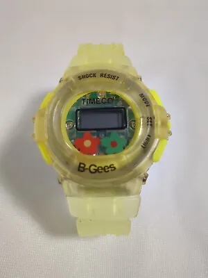 Vintage Timeco Wrist Watch B-Gees Flower Power Clear Yellow Plastic Digital  • $20