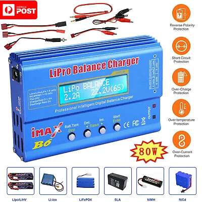 IMAX B6 80W Digital Balance Charger Discharger RC Lipo Battery Lithium Battery • $33.95