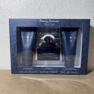 Tommy Bahama Maritime DEEP BLUE For Him EDT 3pc Gift Set Body Wash Shave Balm • $42.95