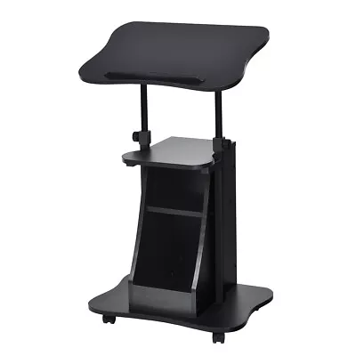 Costway Sit-to-Stand Laptop Desk Mobile Cart Height Adjustable For Office Black • $74.99