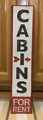 Cabins For Rent Metal Sign Campground Tent Hunting Vintage Style Wall Decor • $35