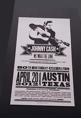 Johnny Cash HATCH SHOW PRINT Willie Nelson AUSTIN TX 2012 ACL TV Concert Poster • $579