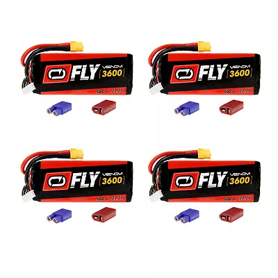 Venom Fly 50C 6S 3600mAh 22.2V LiPo Battery With UNI 2.0 Plug X4 Packs • $479.96