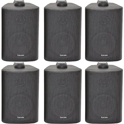 6x 60W 2 Way Black Wall Mounted Stereo Speakers 3  8Ohm Mini Background Music • £121.99