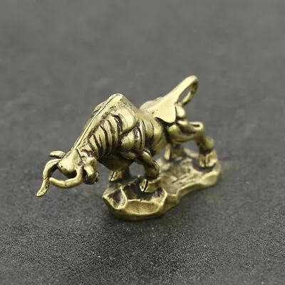 Vintage Keychains Brass Tabletop Figurine Ox Animal Statue Sculpture Ornaments • $14.99