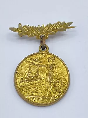 WW1 British Army & Civilian Peace Commemorative 1919 Medal & Reef Bar • £24