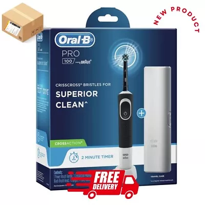 NEW Oral-B PRO 100 CROSSACTION Rechargeable Electric Toothbrush Midnight Black  • $48