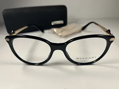 New Bvlgari 4143-B Eyeglasses 501 Gloss Black & Gold Frames 51/17/135 • $187.86