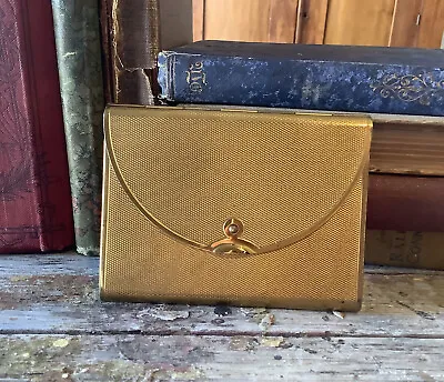 Vintage Coty Gold Tone Mesh Envelope Trifold Compact W/Mirror & Powder 3x3.5” • $25
