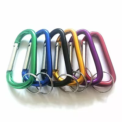 6pc 3  Aluminum Carabiners D-Ring Key Chain Spring Snap Clip Hook Assorted Color • $7.99