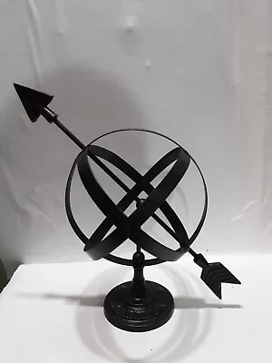 Metal Armillary Sphere Globe Orb Arrow Sundial Tabletop Sculpture 11 X 11 X 7 In • $13.50