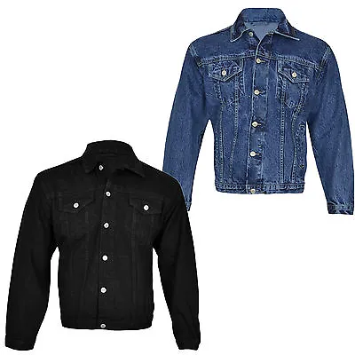 Mens Denim Jeans Jacket Causal Classic Tough Heavy Duty Work Wear Trucker Coat • $19.90